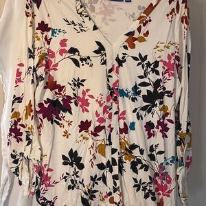 Apt. 9 Women's Floral Blouse - White, Pink, Black, Gold